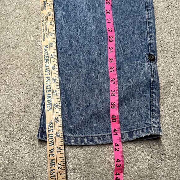 Free People Rory Slim Straight Jeans Wo's 30 Tab Cuff Hems Seamed Button Pockets - Picture 12 of 16